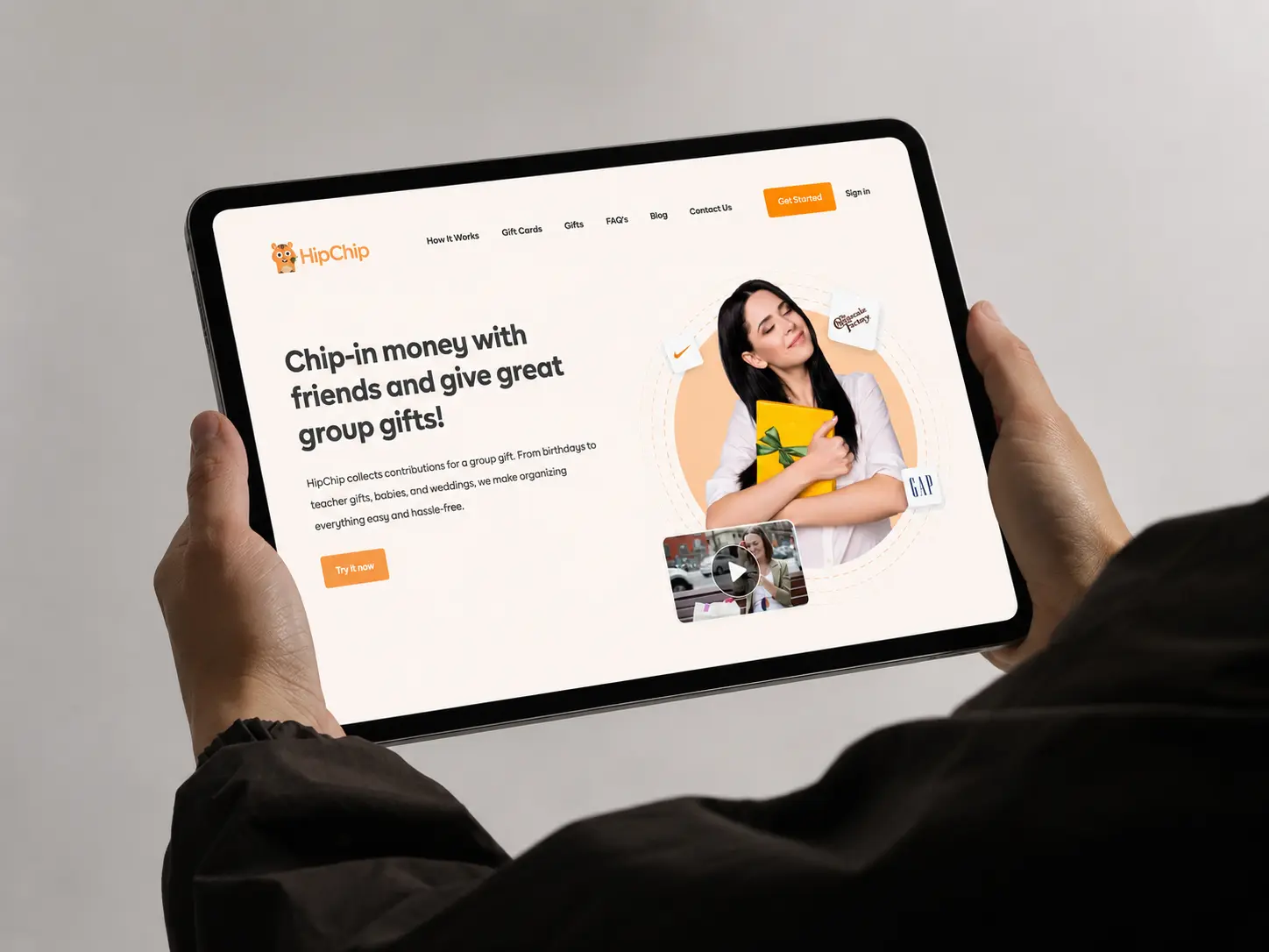 Mobile app interface designed by Oak & Grid for Hip Chip